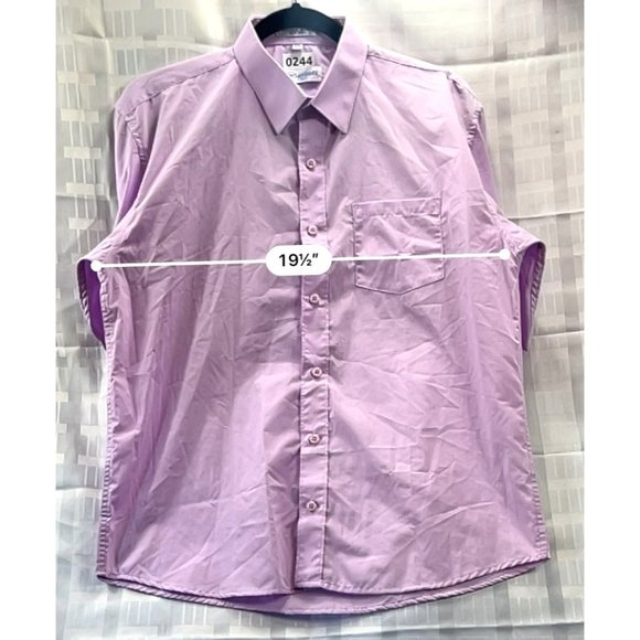 BERLIONI, MEN DRESS SHIRT, long sleeve, COLOR PURPLE, PINK, SIZE 20 - Picture 4 of 11